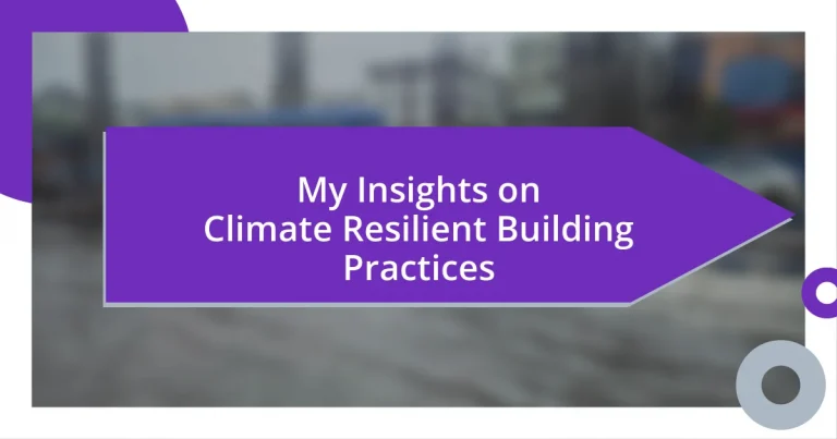 My Insights on Climate Resilient Building Practices