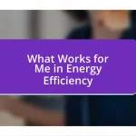 What Works for Me in Energy Efficiency